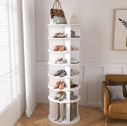 Scarpiera girevole a 7 livelli in PVC bianco
