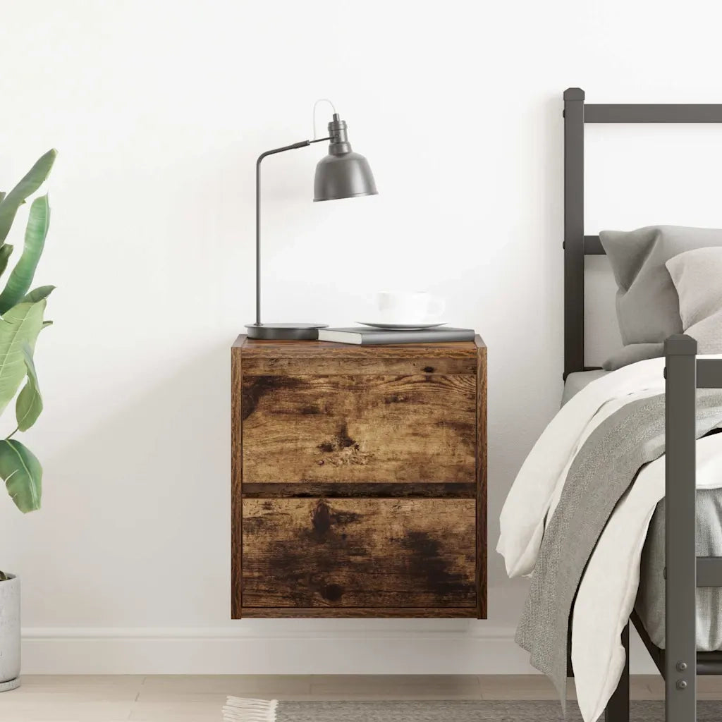 Comodino | Armadio da Notte | Mobiletto da notte a Muro Rovere Fumo 38x34x40 cm
