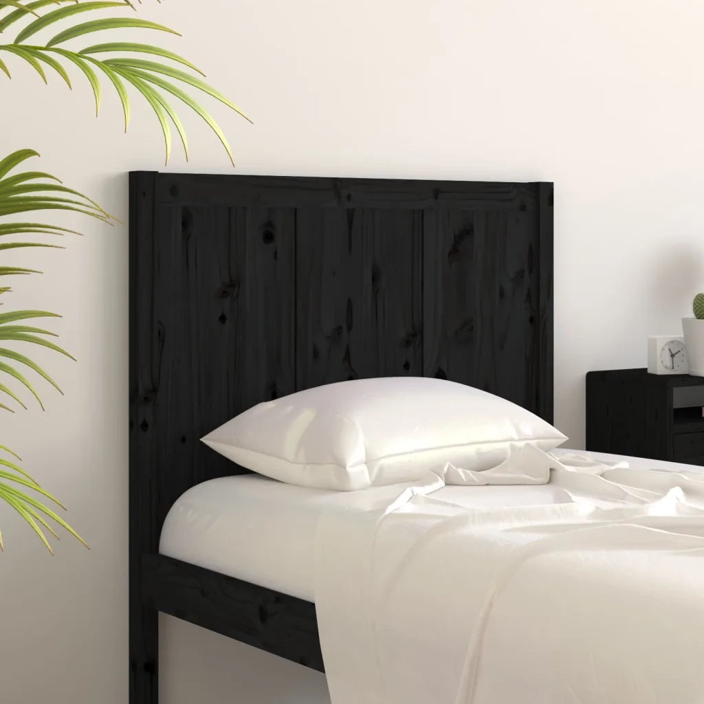 Testiera | Testata per Letto Nera 95,5x4x100 cm in Legno Massello di Pino