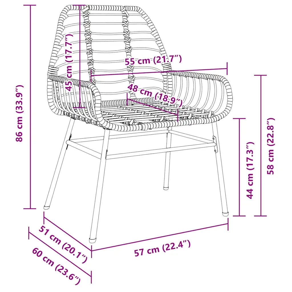 Set da Pranzo per Giardino 5 pcs Marrone polyrattan 3380851
