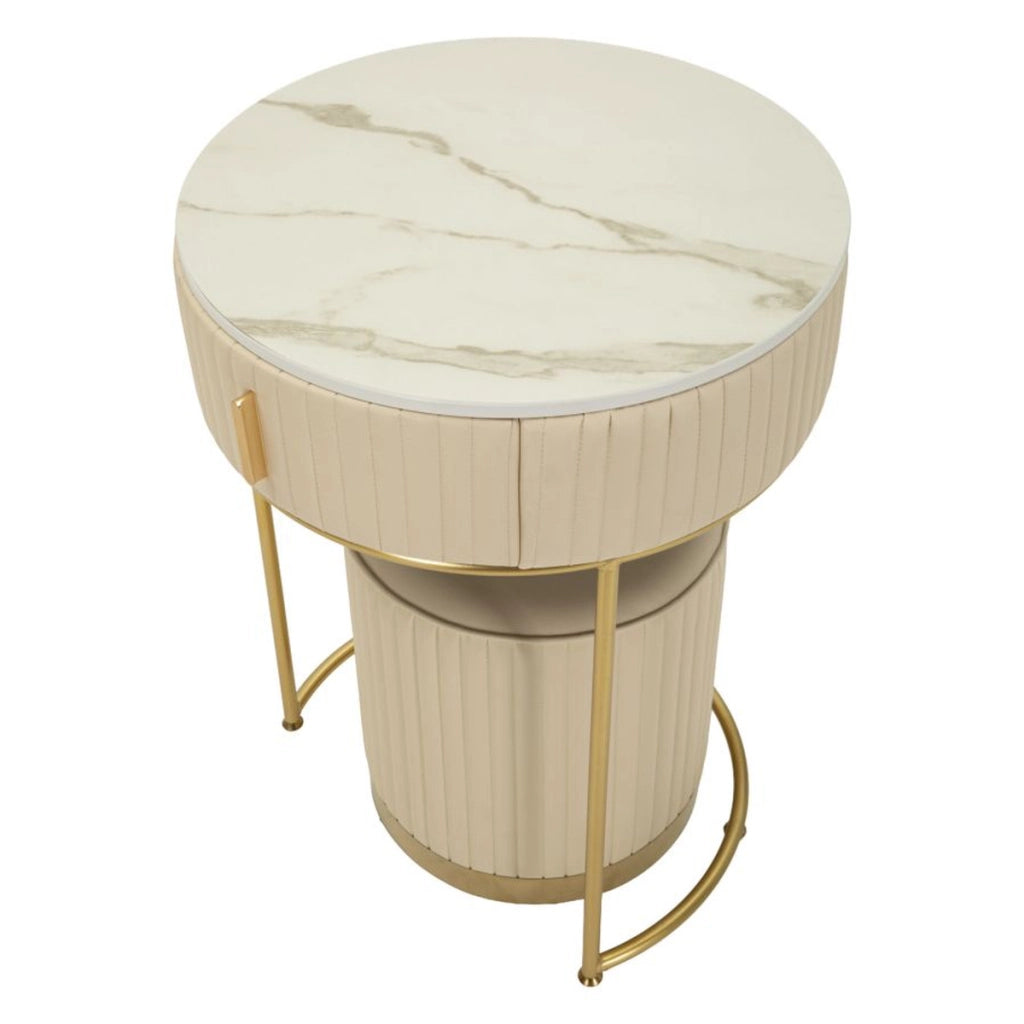 Set toletta POK con puff, design rotondo in oro