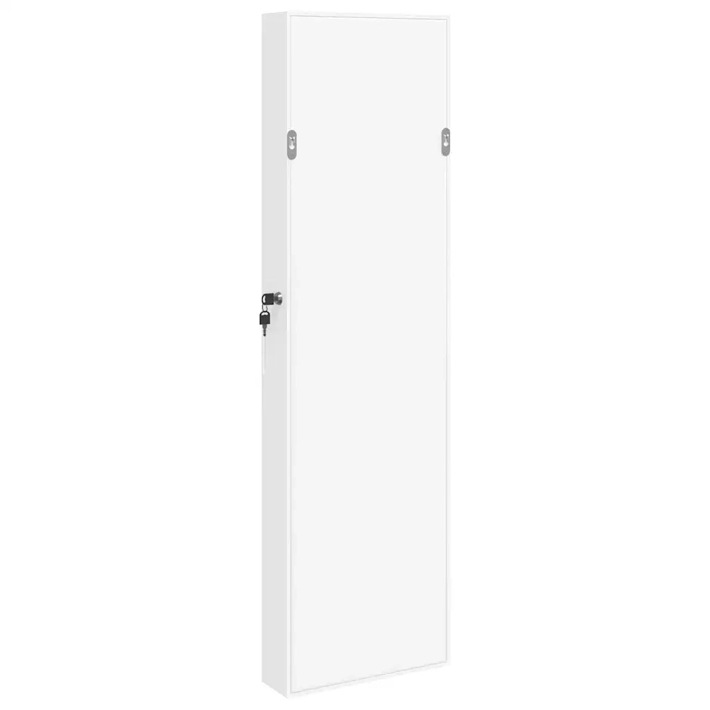 Armadio Portagioie con Specchio a Muro-Specchiera Portagioie Bianco 30x8,5x106 cm