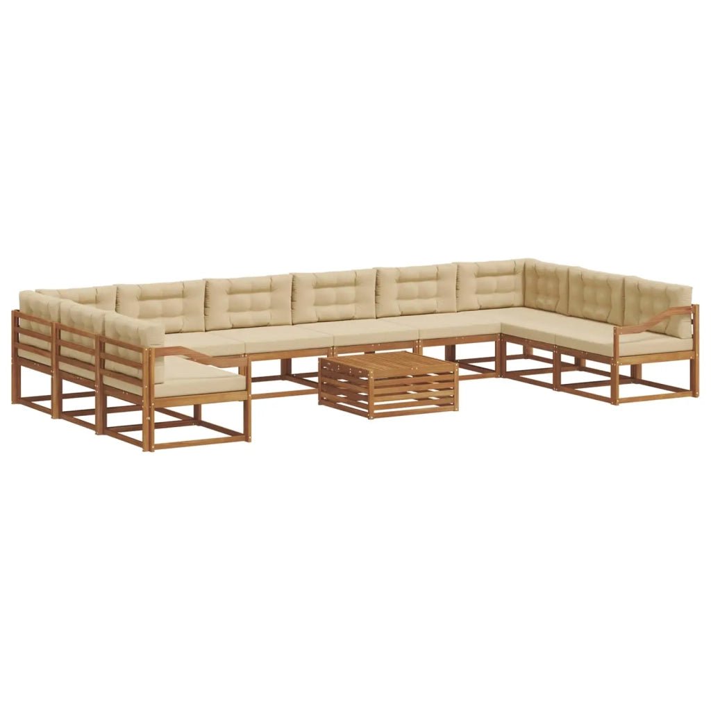 Set di divani da esterno con cuscino 11 pcs Naturale e Beige 3368291