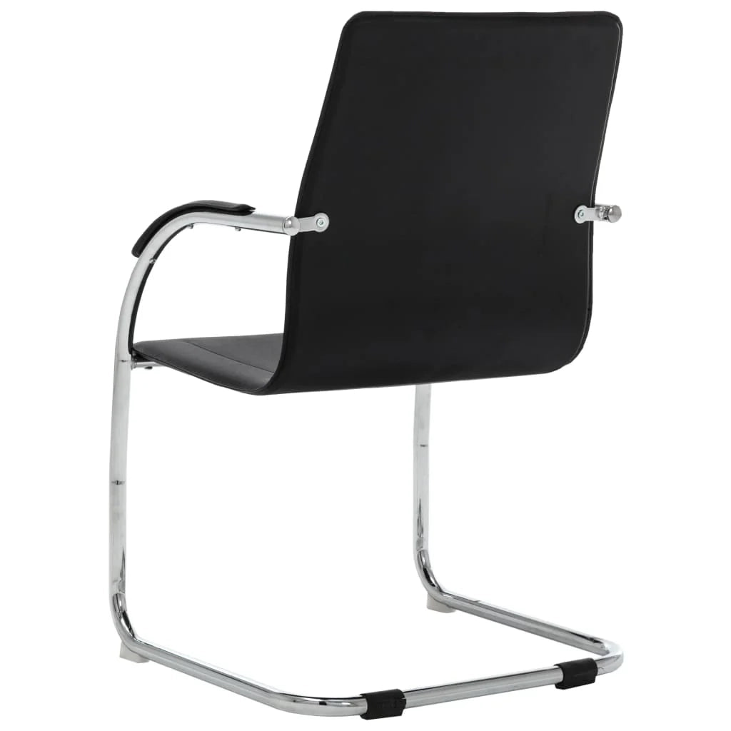 Sedia da ufficio/sedia da studio/sedia per computer a sbalzo in similpelle nera 02_0023995