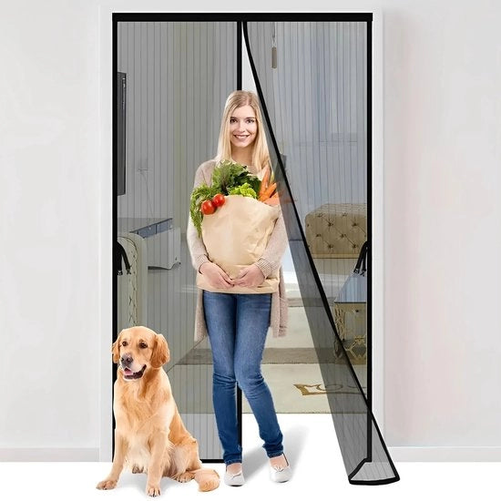 Porta finestra magnetica - Porta finestra - Tende antivolo - Tenda antivolo - Horgordino - Schermo porta - Adatto per aperture porta - 100*210 cm - Velo di poliestere - Nero
