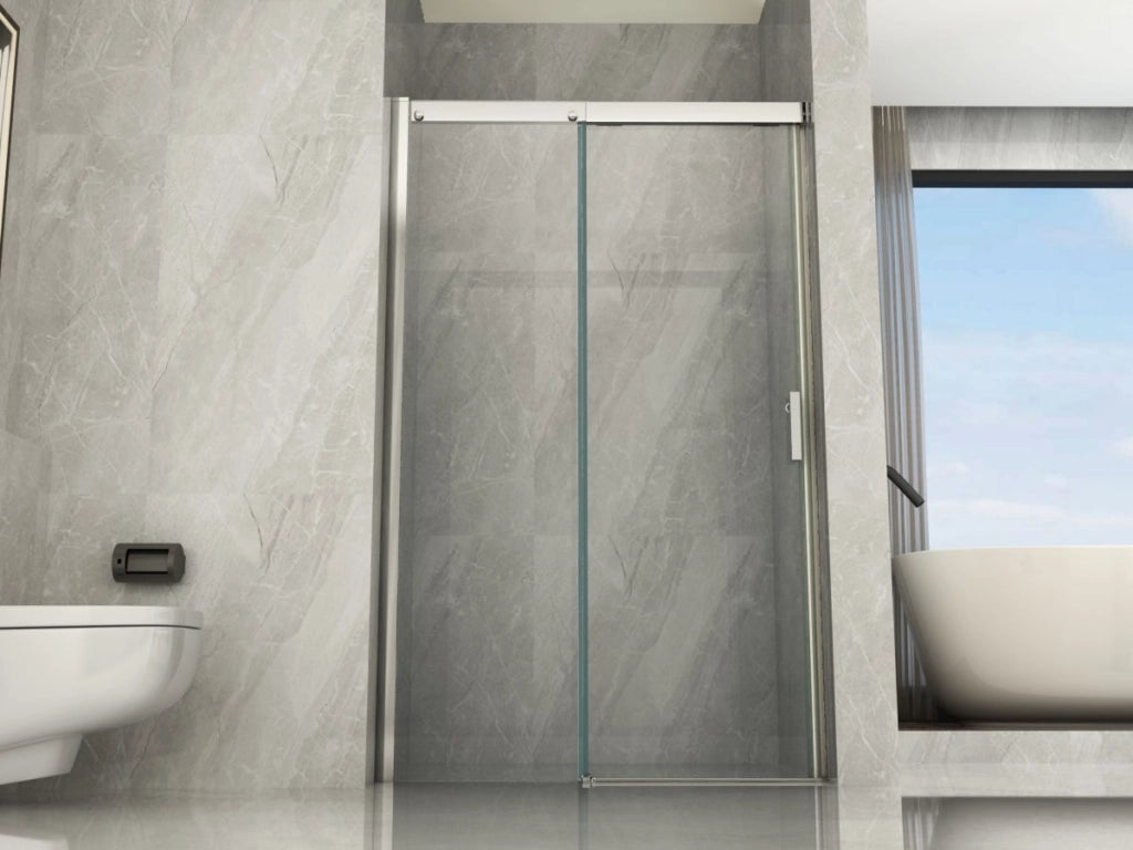 Porta scorrevole in Cristallo 8 MM con trattamento anticalcare e chiusura soft-close - Misura: 140 xh195cm