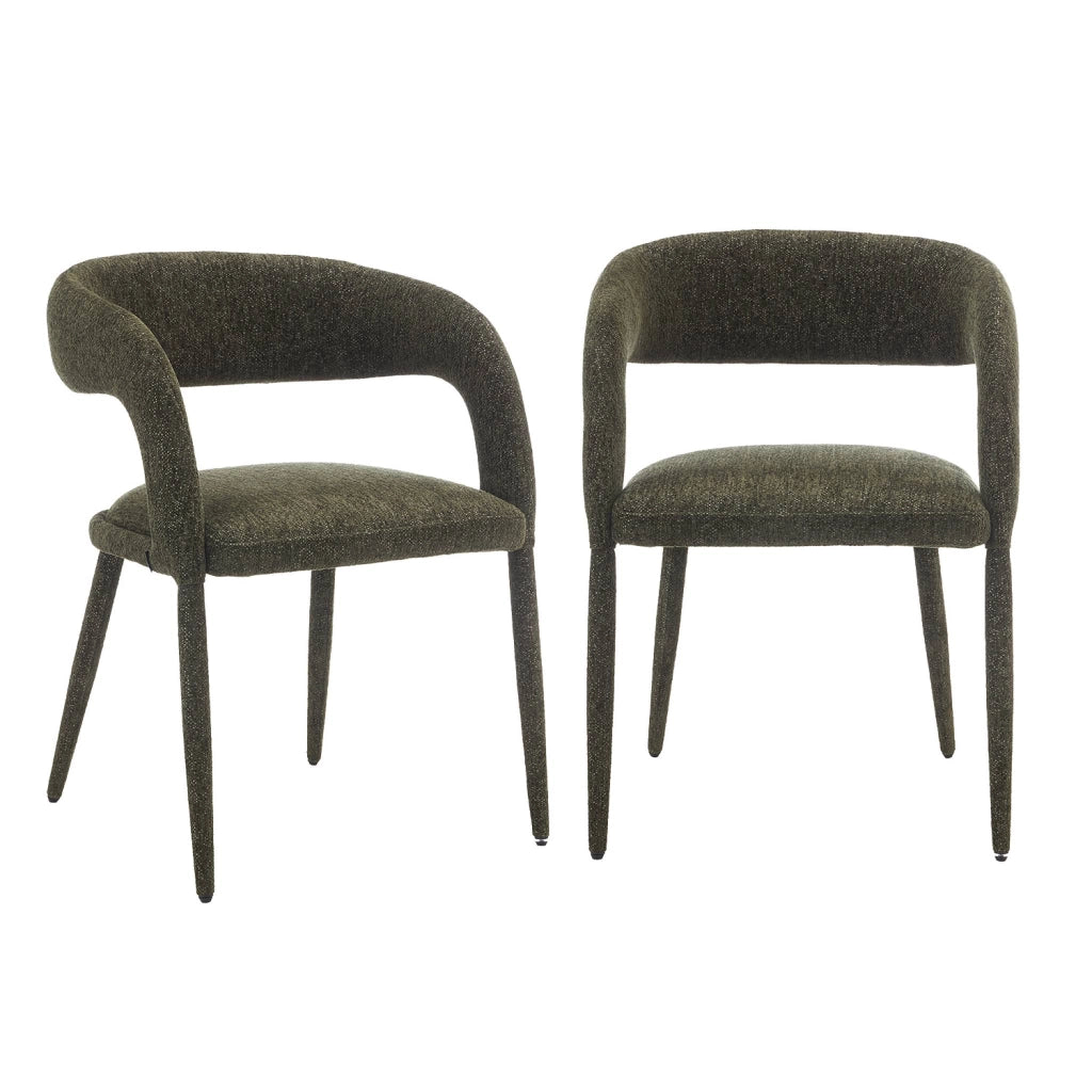 Set 2 poltrone contemporanee in tessuto, verde kaki