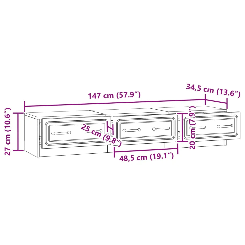Mobile TV Grigio Sonoma 147 x 34,5 x 27 cm Legno ingegnerizzato