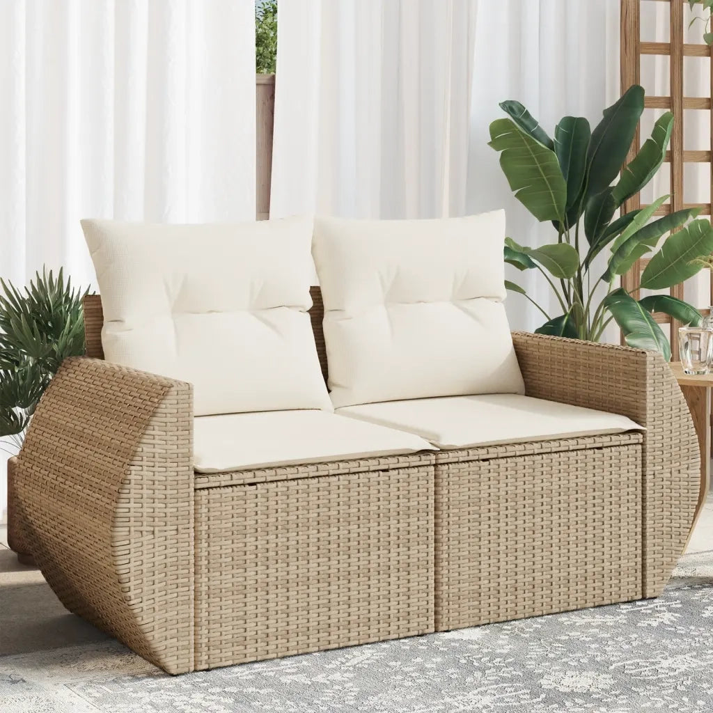Divano da Giardino con Cuscini a 2 Posti Beige in Polyrattancod mxl 111103