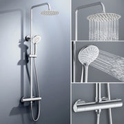 colonna doccia rotonda completo di miscelatore termostatico cilindro, soffione rotondo 25x25cm, cromo