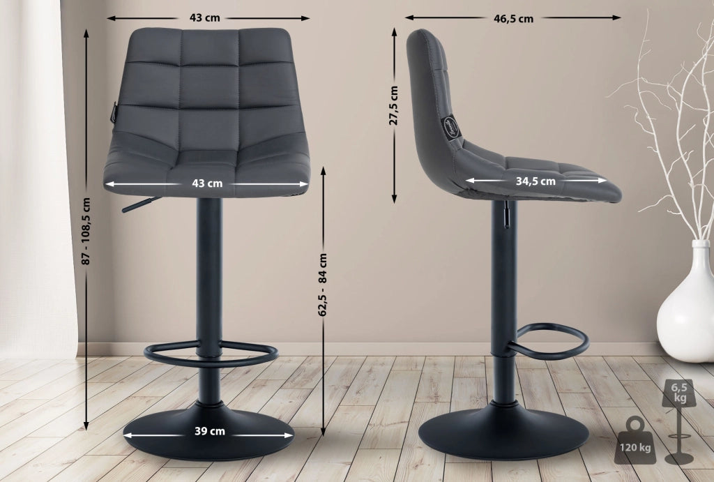Sgabello Jerry in similpelle grigio,nero
