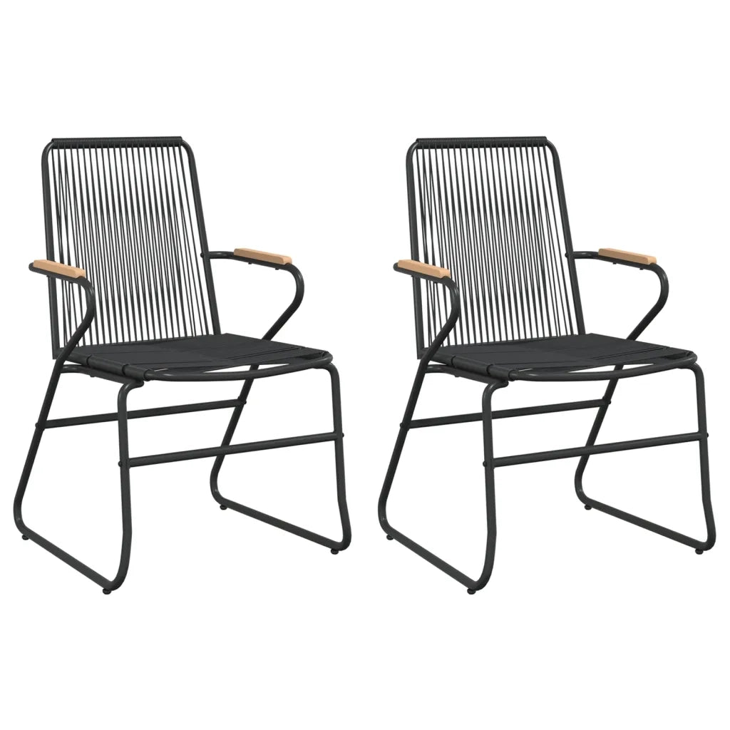 Sedie da Giardino 2 pz | Sedie da Esterno Nere 58x59x85,5 cm Rattan PVC