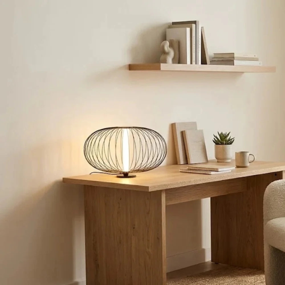 Lampada da tavolo LED Radiante in acciaio e acrilico nero | Duzzle