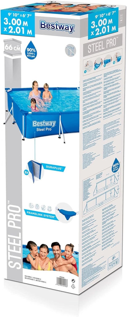 Bestway 56404 piscina fuori terra steel pro rettangolare da 300x201x66 cm