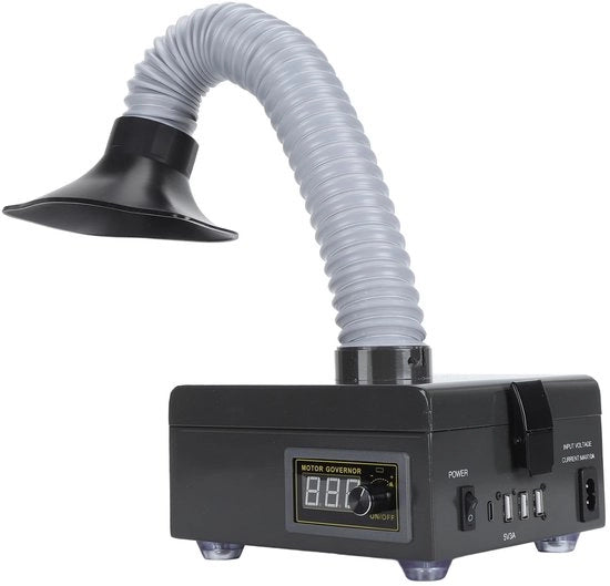 Sistema di aspirazione fumi 3-trappiste - Spazio Grigio - Prevenzione fumi - 150 W - Adatto per lavori con l'aspirazione - Freno di corrente EU