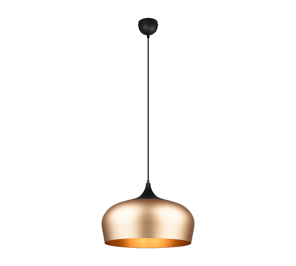 Lampada a sospensione, metallo, nero e ottone satinato,  D 45 cm, Chiron