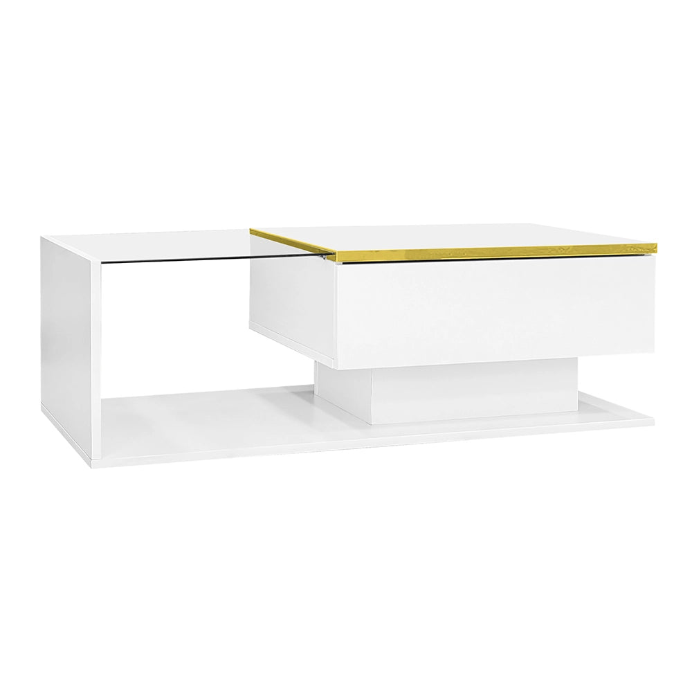 Tavolino-Xylo-100cm bianco vetro effetto LED