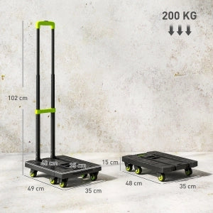 CARRELLO PORTATUTTO PIEGHEVOLE 48-62,5 x 35 x 102 cm Metallo Verde
