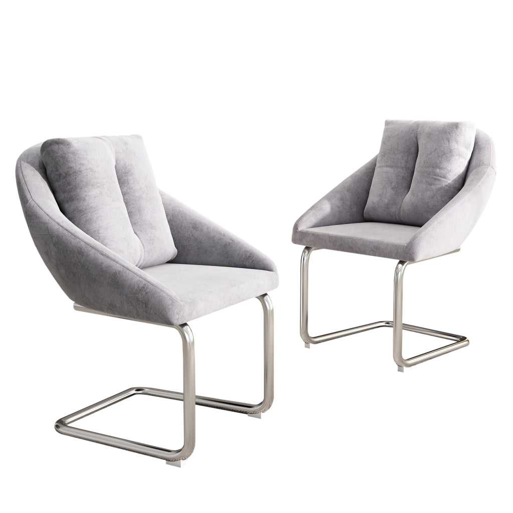 Set di 2 sedie girevoli in velluto grigio con struttura in metallo, design ergonomico per casa e ufficio