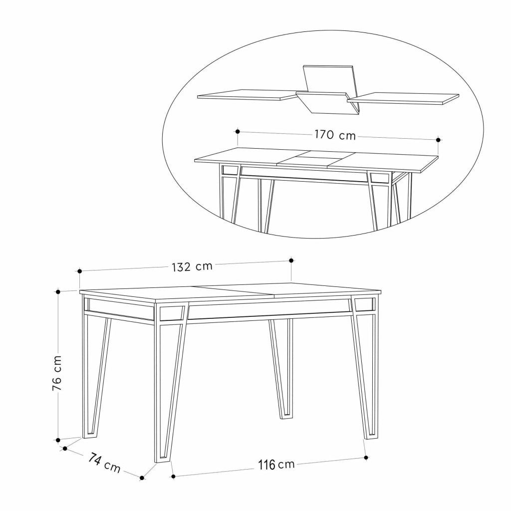 Terralba, Tavolo Allungabile 4 Posti, 80x170x76h cm Marrone Quercia