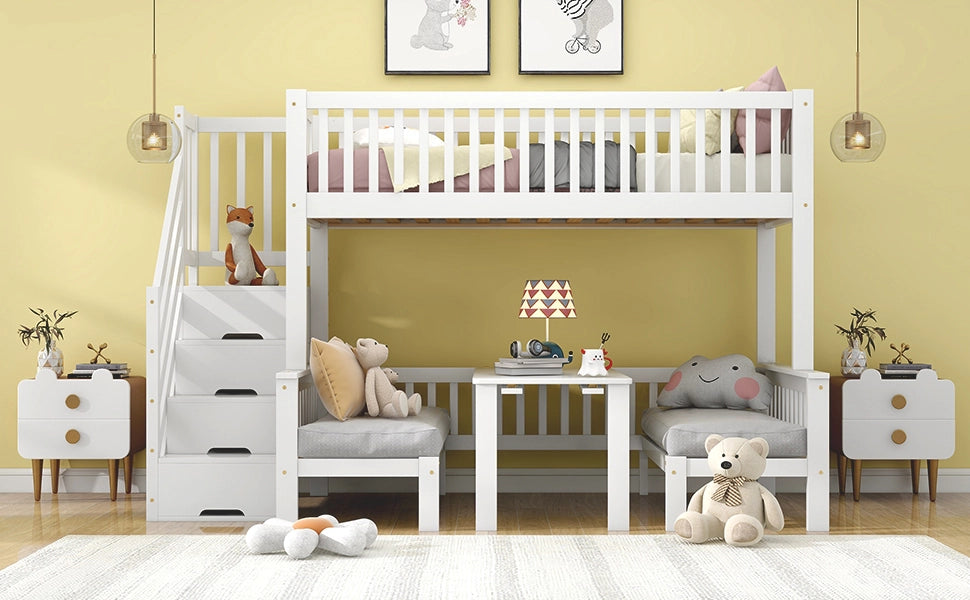 letto a castello legno mdf bianco 90x200 cm