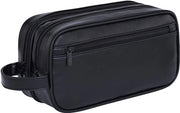Tas da bagno per uomini - Regalo per uomini - Tas da make-up impermeabile in PU, borsa da barba con grande capacità per articoli da bagno e accessori (nero)