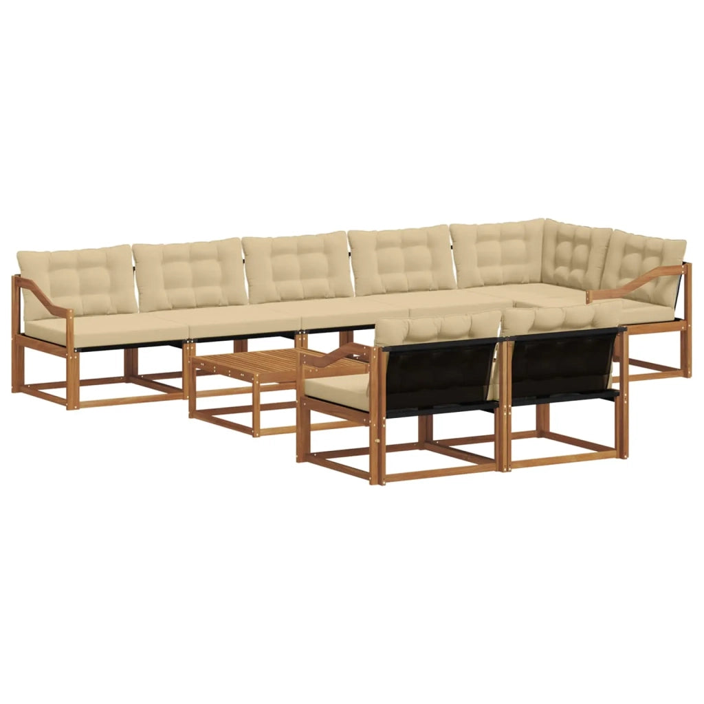 Set di divani da esterno con cuscino 9 pcs Naturale e Beige