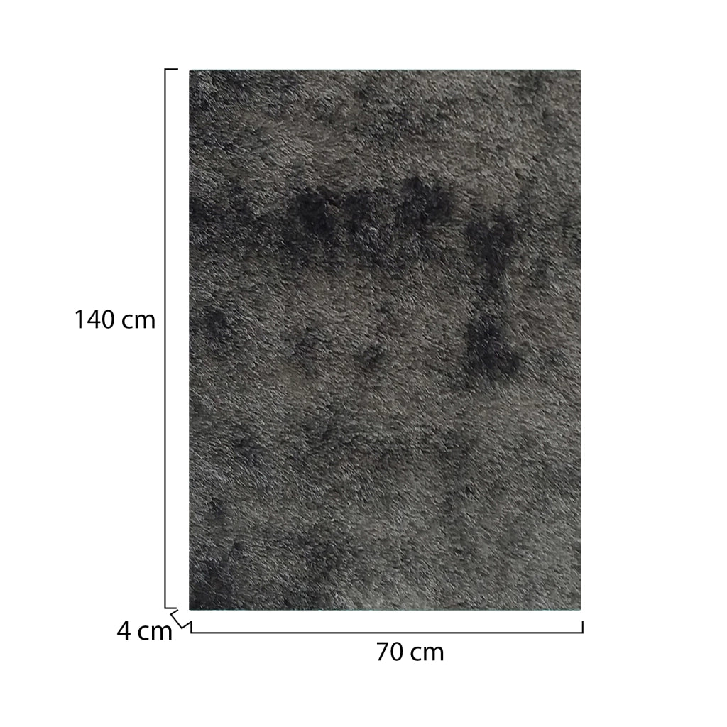 Latemeri, Tappeto Altezza Pelo 35 mm 100% Poliestere, 140x70 cm Nero Antracite