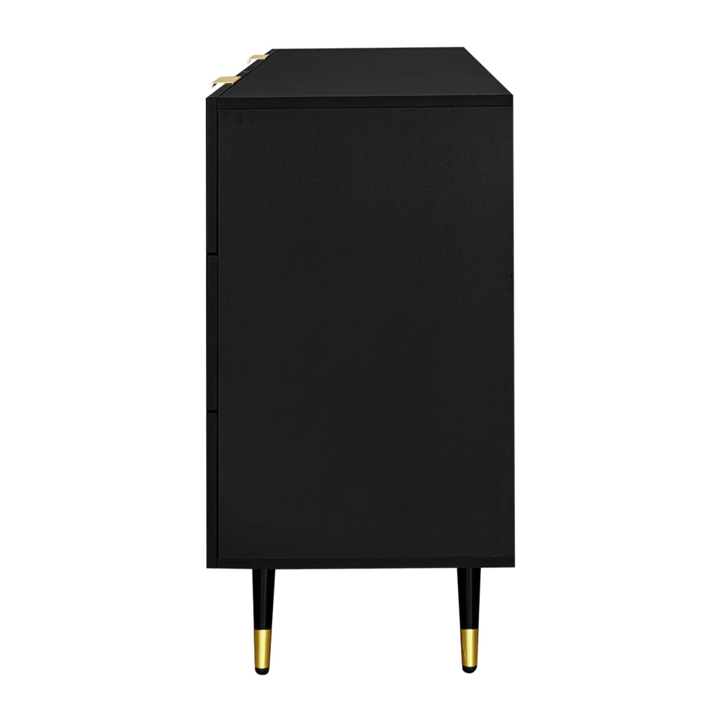 Credenza 120x40x77 cm con 6 cassetti in truciolare nero