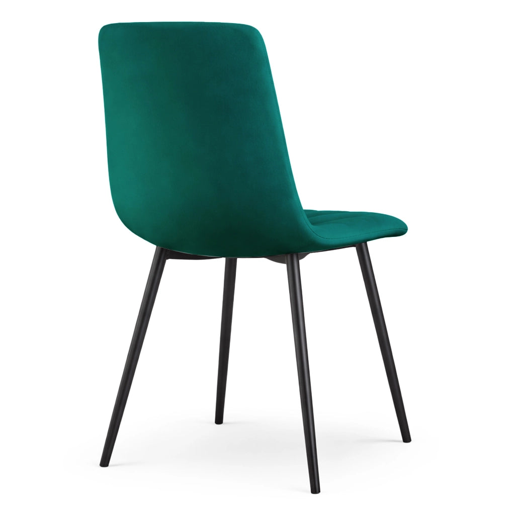 Set di 8 Sedie in velluto trapuntate LIVO Verde Bottiglia gambe nere