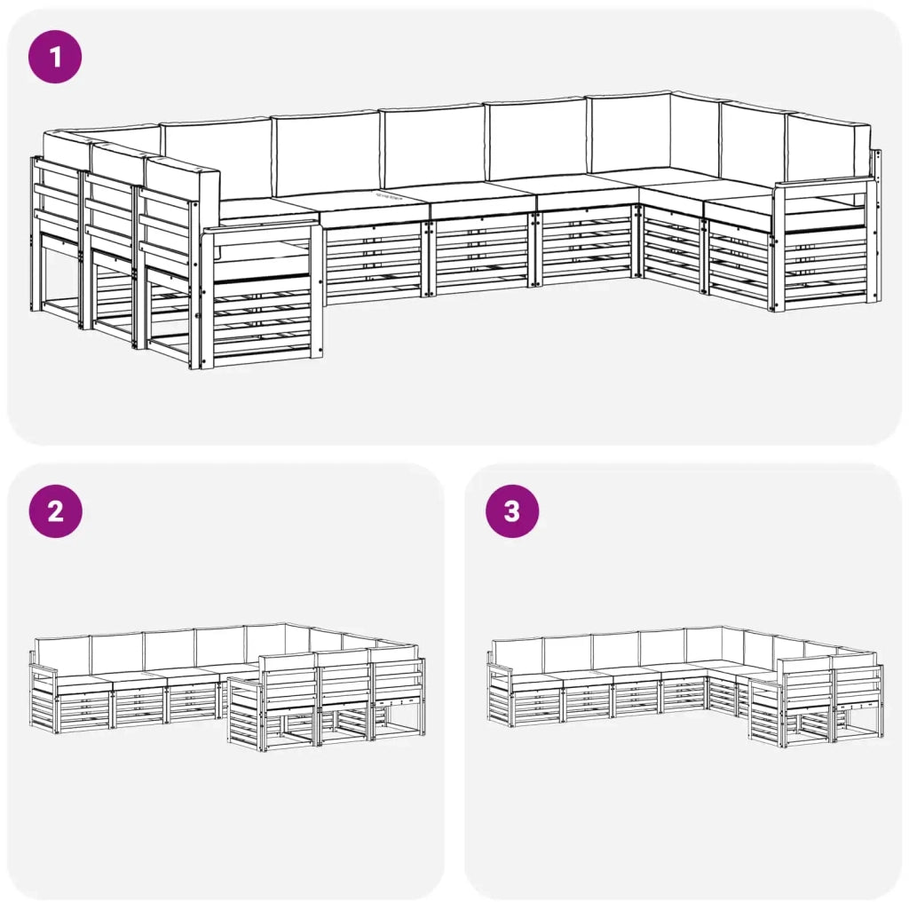 Set di divani da esterno 7 pcs Bianco e Beige