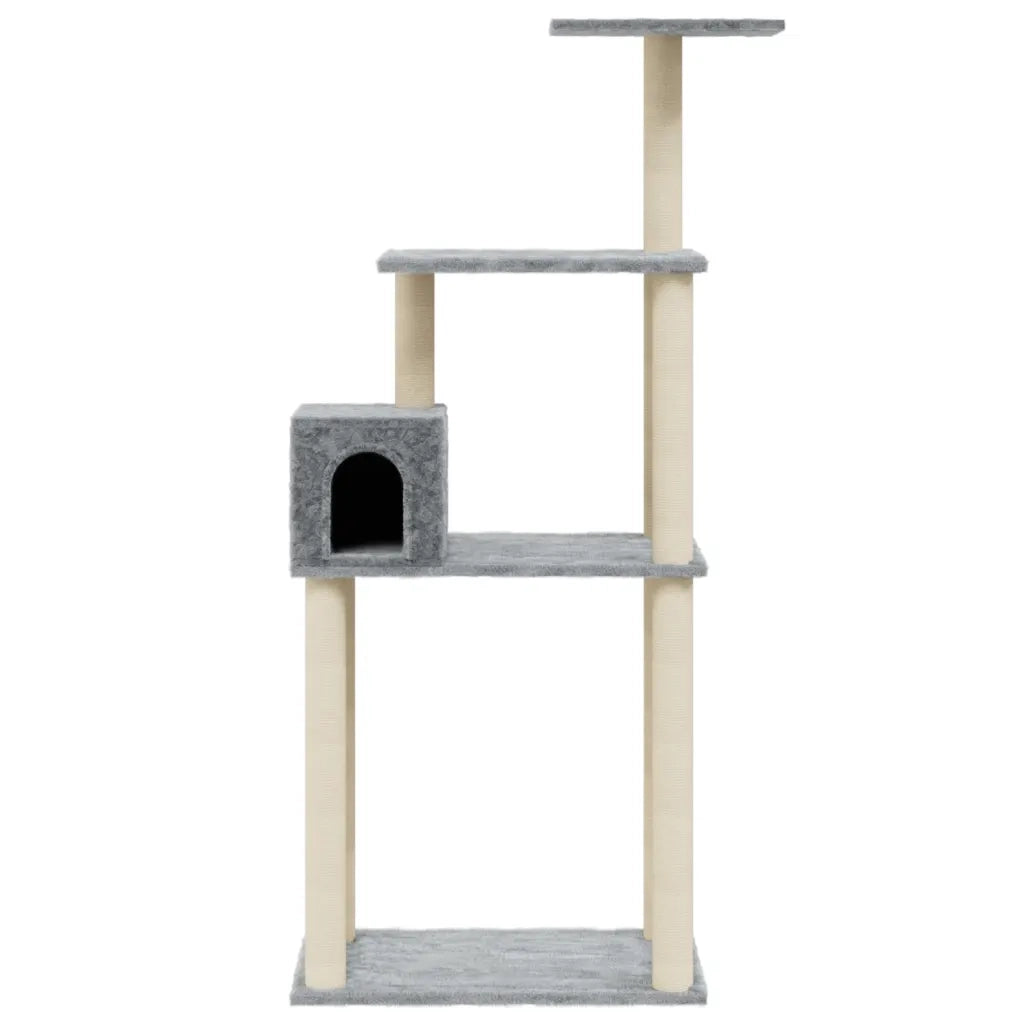 Albero per Gatti con Tiragraffi in Sisal Grigio Chiaro 147 cm 171477