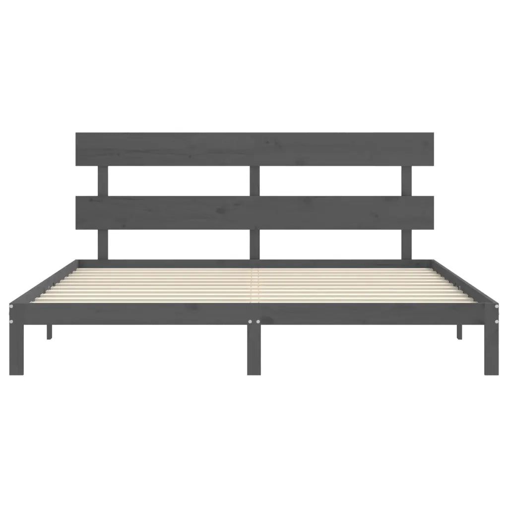 Giroletto con Testiera Grigio 200x200 cm in Legno Massello 3193553