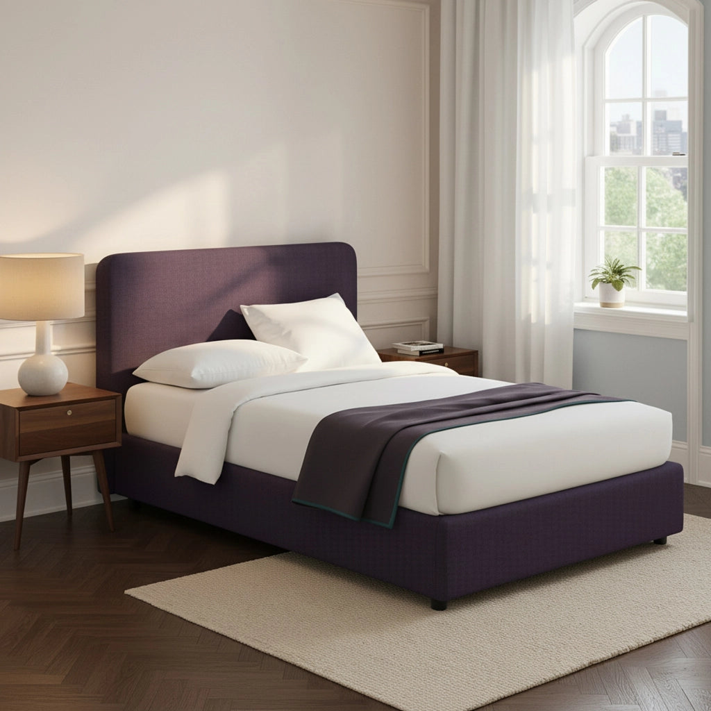 Poole, Letto Piazza e Mezza Sfoderabile Made in Italy, Viola