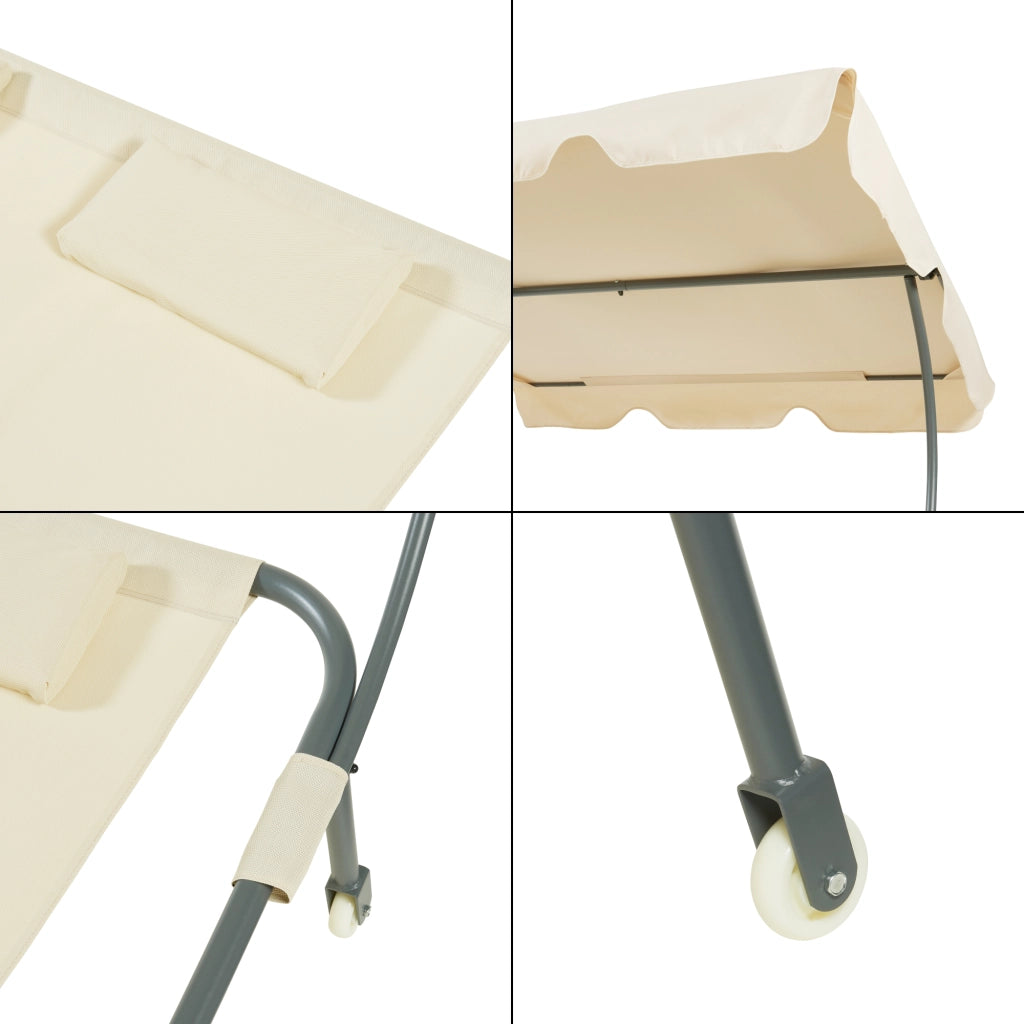 Lettino Prendisole Avigliano con Tettuccio Parasole Regolabile - Beige casa.pro