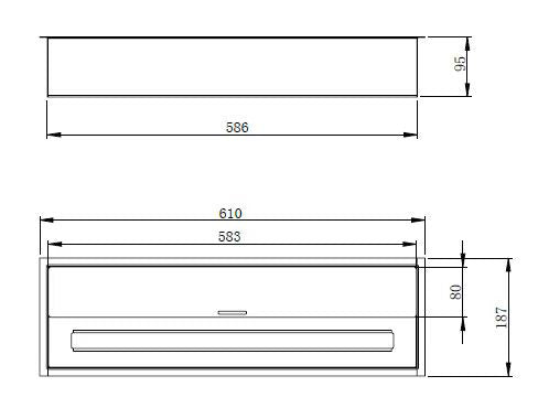 Bruciatore a Bioetanolo per Camini 61x18,7xH9,5 cm 4,5L in Acciaio Inox