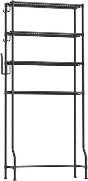 Pannello per bagno con 4 livelli - Organizzatore di bagno - Pannelli regolabili - Risparmio di spazio di stoccaggio - 30 cm x 83 cm x 176 cm, Nero