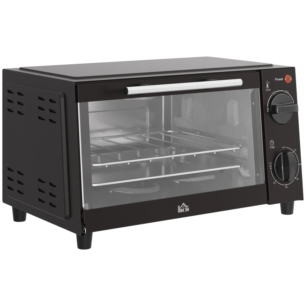 Mini Forno Elettrico 9 L 750 W Nero con Temperatura 100-230°C; Timer 60 Min; Teglia e Griglia