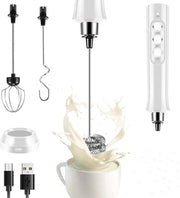 Frogettore Manuale a Batteria Ricaricabile - 3 Velocità - Frusta Elettrica - 3 Giardino Bianco