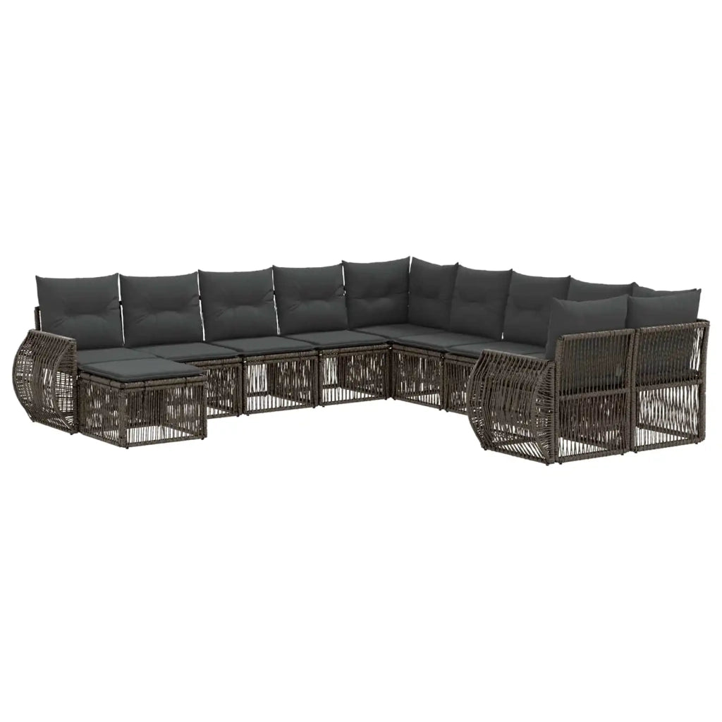 Set Divano da Giardino 11 pcs Grigio polyrattan 3435617