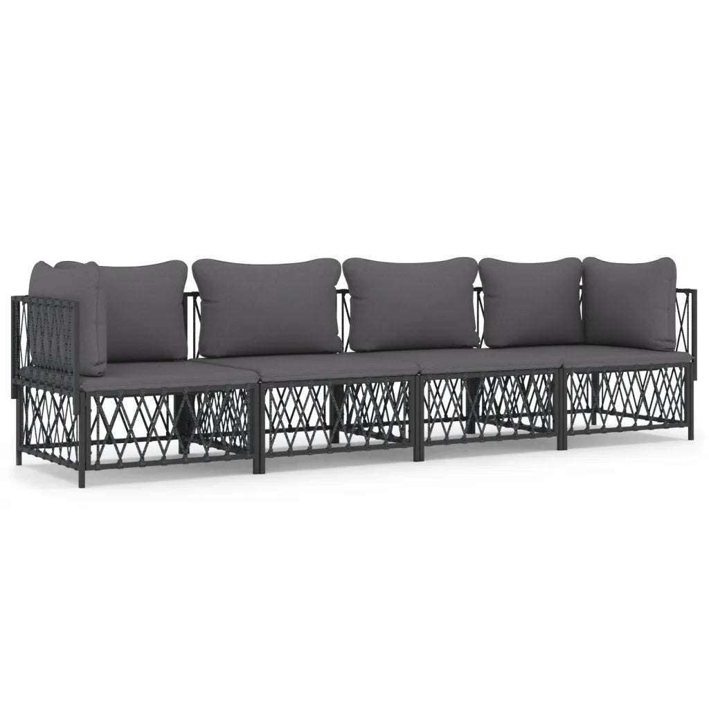 Set Salotto da Giardino 4 pz con Cuscini in Acciaio Antracite 3186821