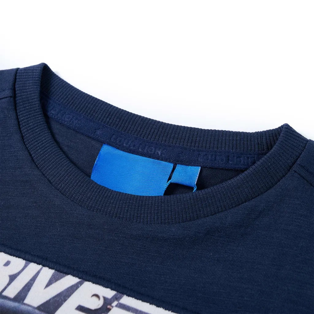 Maglietta Bambino Maniche Lunghe Blu Marino MÃ©lange 116