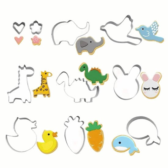 Set di stampi per biscotti animali da 10 pezzi, alimentazione per bambini, attività manuale per bambini, interazione genitore-bambino, forme per biscotti, stampini per biscotti con punta di metallo.