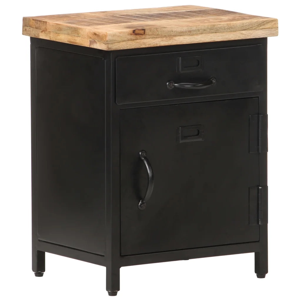 Comodino | Armadio da Notte | Mobiletto da notte 40x30x52 cm in Legno di Mango Grezzo