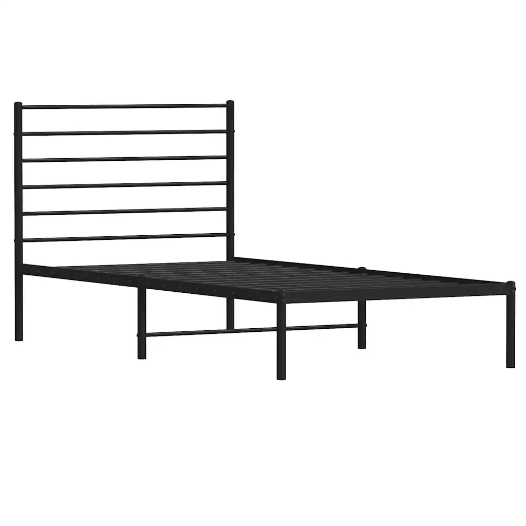 Giroletto con Testiera-Struttura Letto con testiera in Metallo Nero 90x200 cm 369564