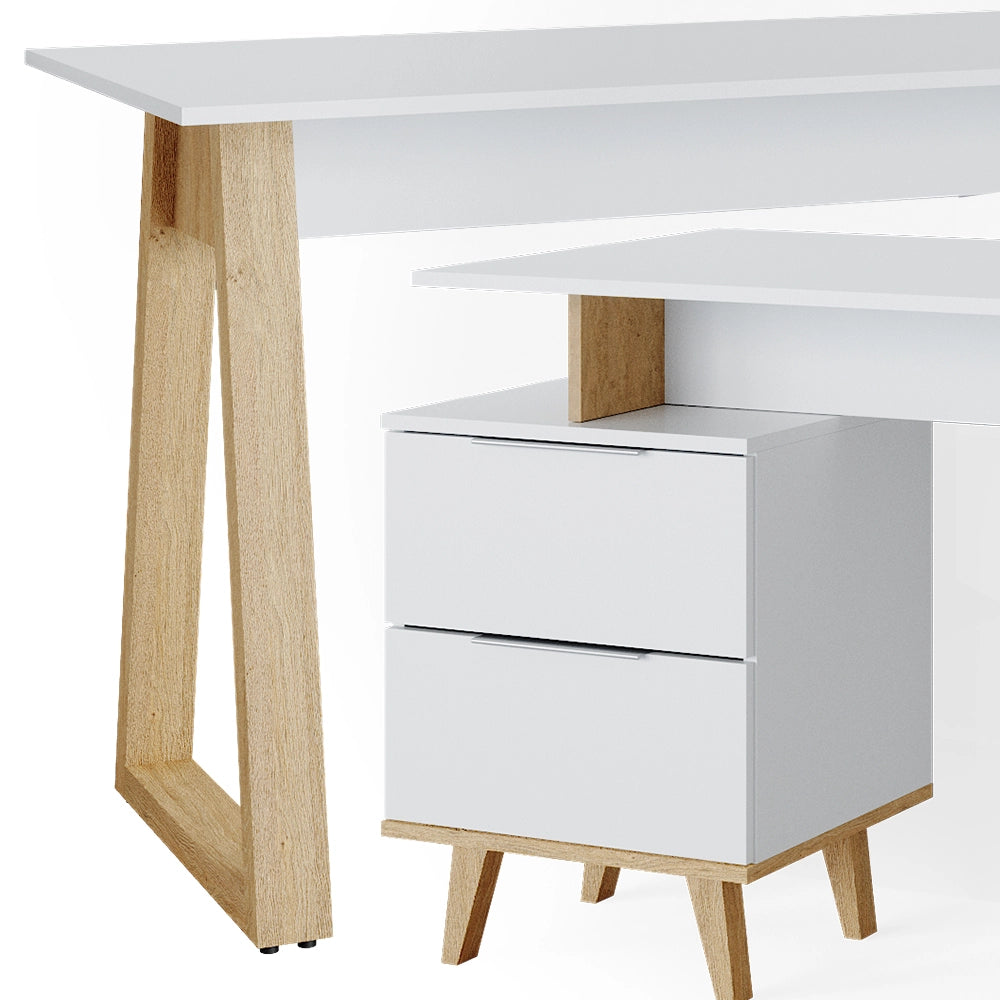 Vicco Scrivania Bianco 138 x 60 cm con cassetti L