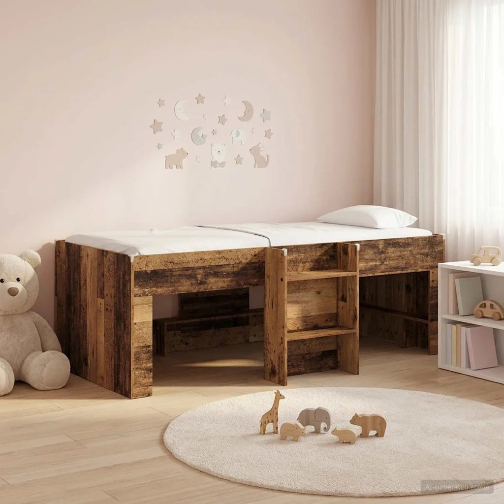 Letto Alto per Bambini 2 pcs Legno antico 90 x 200 cm 3422561