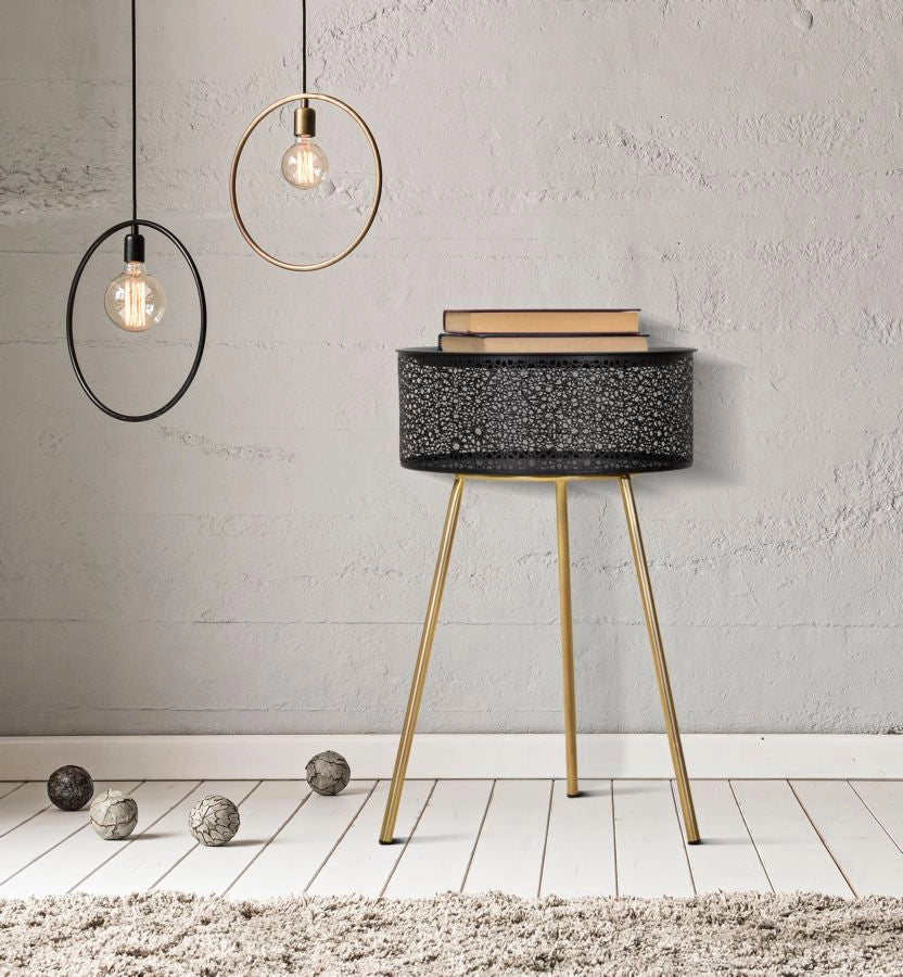 Tavolino Basso Ø40x65 cm in Metallo Nero