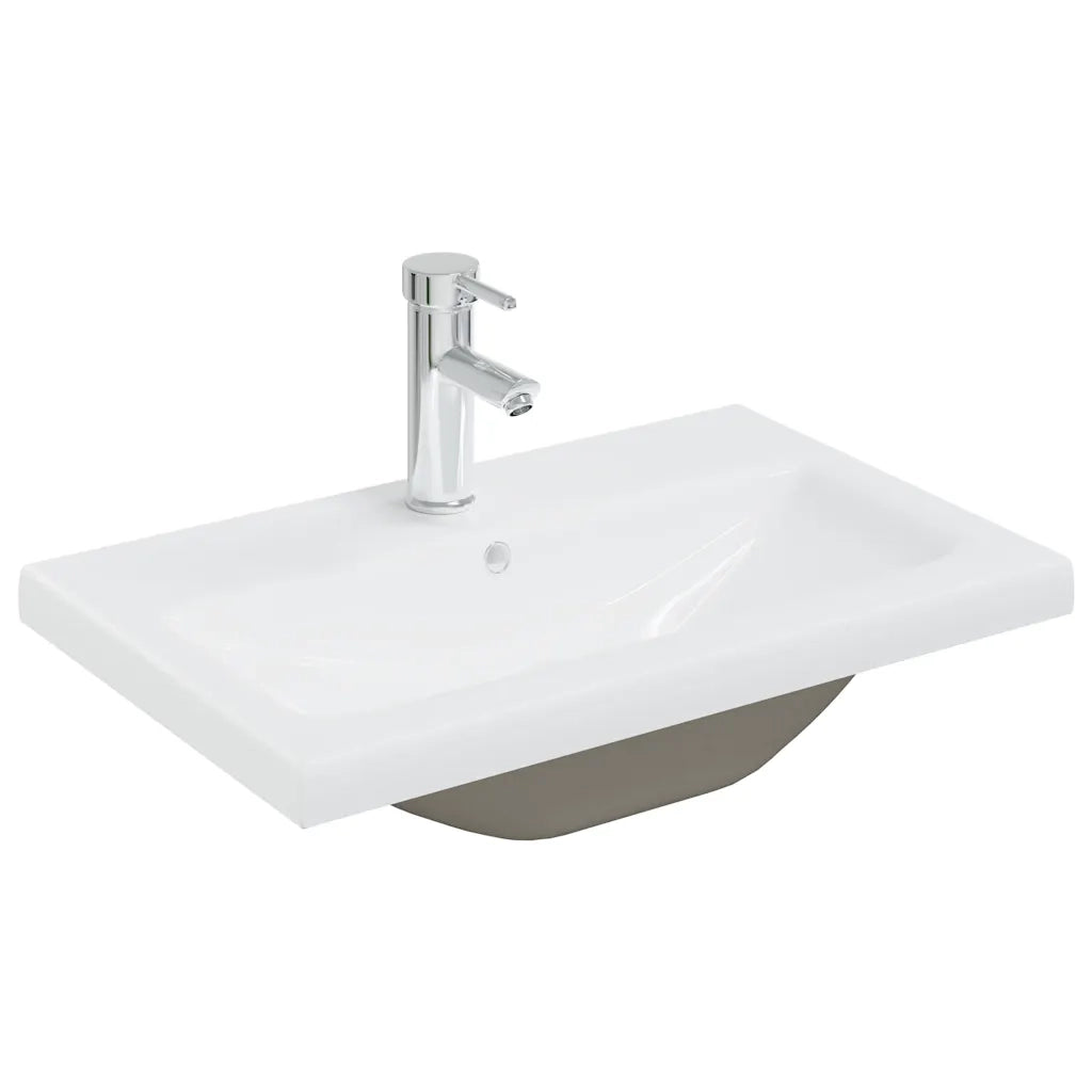 Lavabo da Incasso con Rubinetto 61x39x18 cm in Ceramica Bianco CFW6672603
