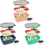 Lunchbox con Compartimenti 2000ML 3 Set, 
Lunchbox per bambini adulti Contenitore di insalata Scatola di insalata da portare via Contenitore di cibo senza liquidi Bentobox Snackbox con 4 Compartimenti Slakom per scuola e ufficio